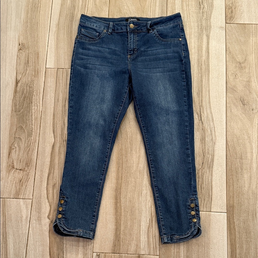 d. jeans Dark Blue Ankle Jeans with Button Accents